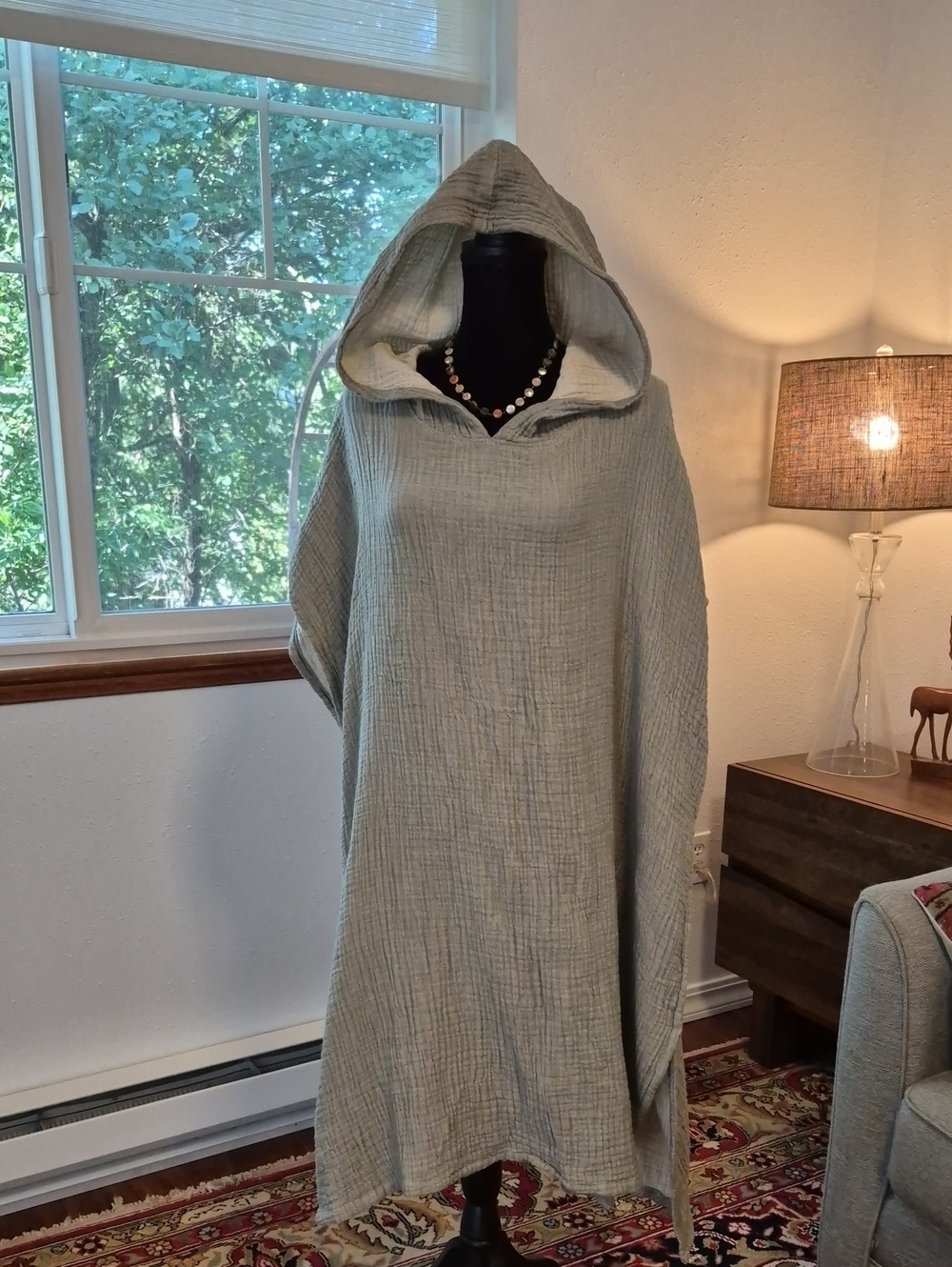 ANAYA Turkish Hooded Kaftan Cover Up Flax SM/MD